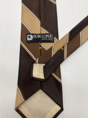 Vintage Don Loper Brown Beverly Hills Striped Men’s Tie # 0031
